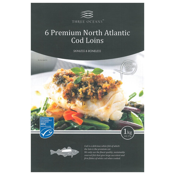 Pack of Three Oceans Premium North Atlantic Cod Loins Pack of Three Oceans Premium North Atlantic Cod Loins