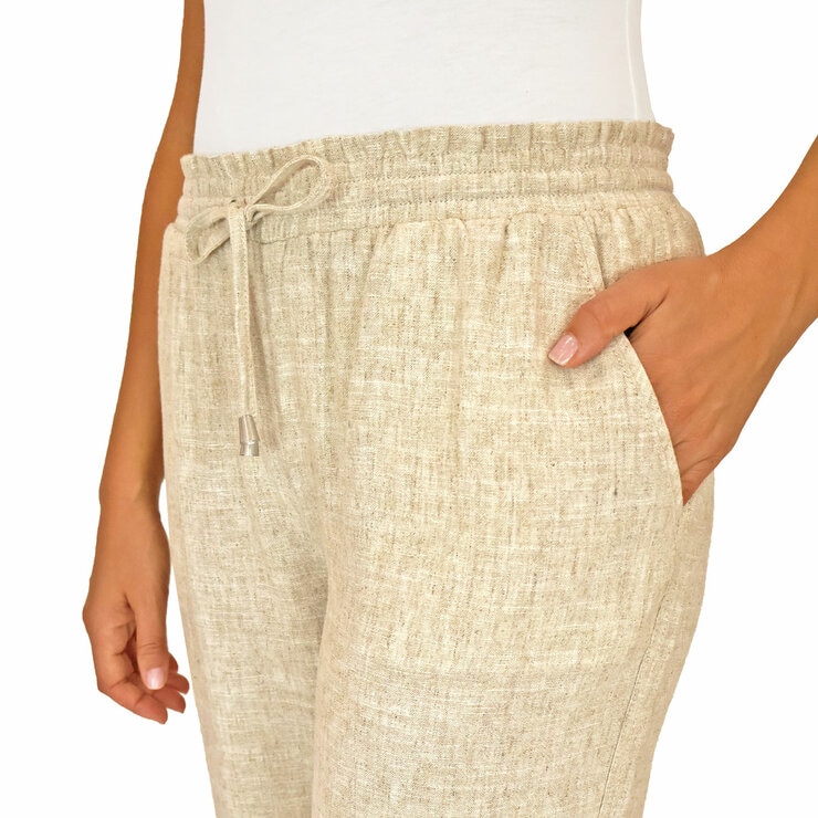 Briggs Ladies Linen Pant in Tan