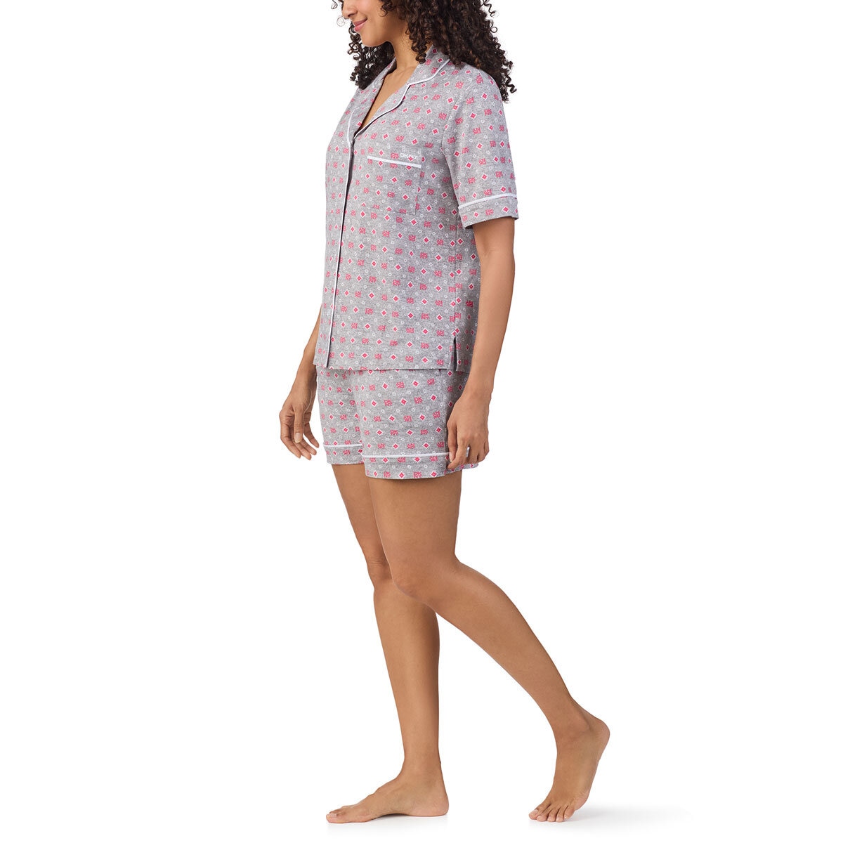 DKNY Ladies Notch Collar 3 Piece PJ Set in Grey