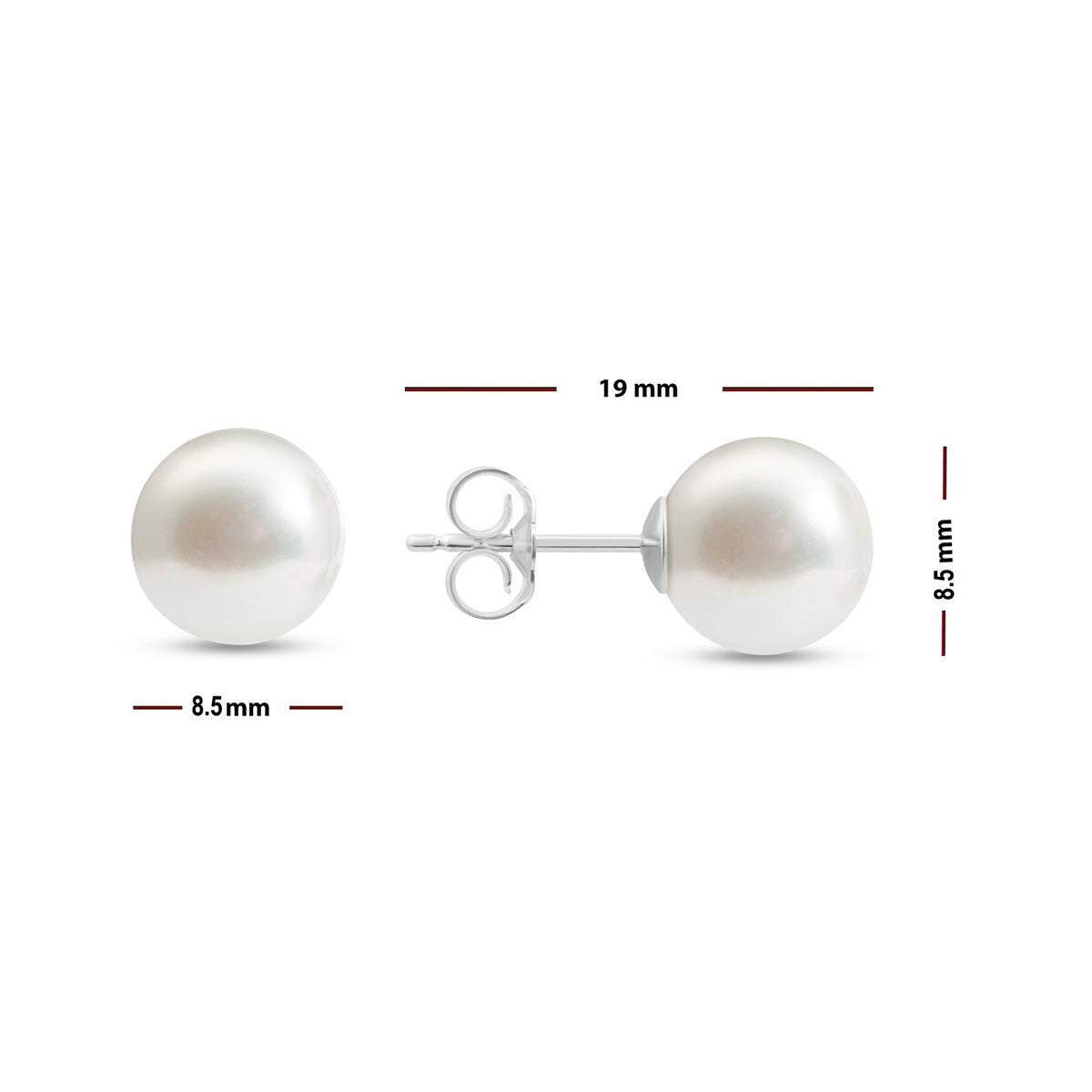 8.5-9mm Akoya White Pearl Earrings, 14ct White Gold 8.5-9mm Akoya White Pearl Earrings, 14ct White Gold