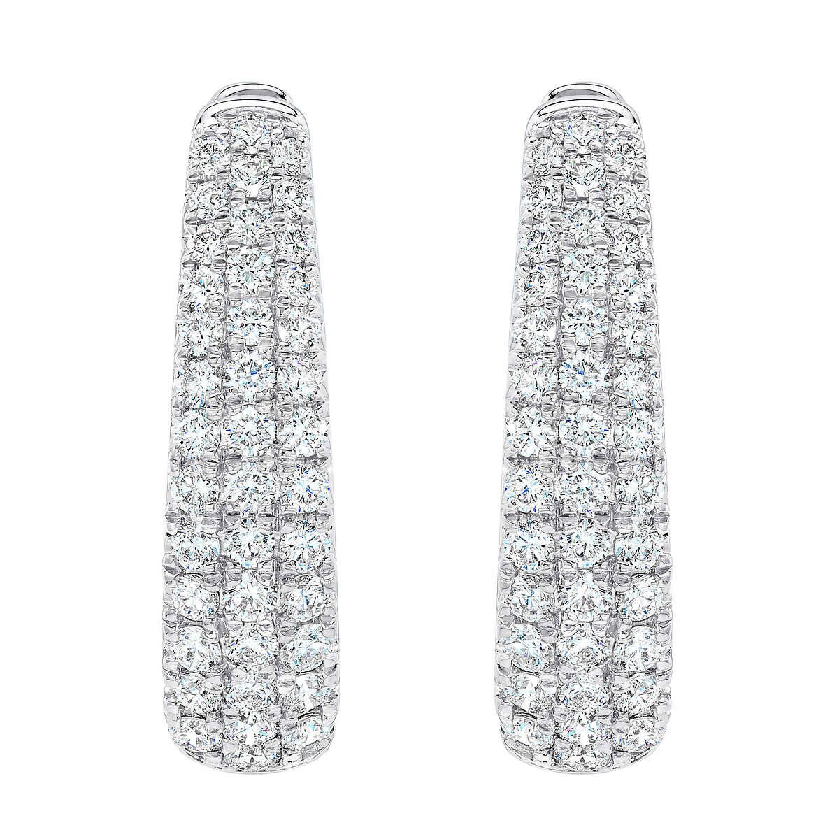 1.75ctw Diamond Hoop Earrings, 14K White Gold