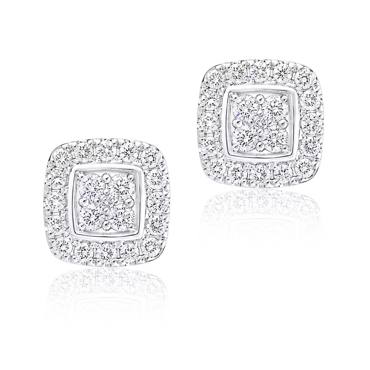 0.45ctw Cluster Diamond Earrings, 14k White Gold