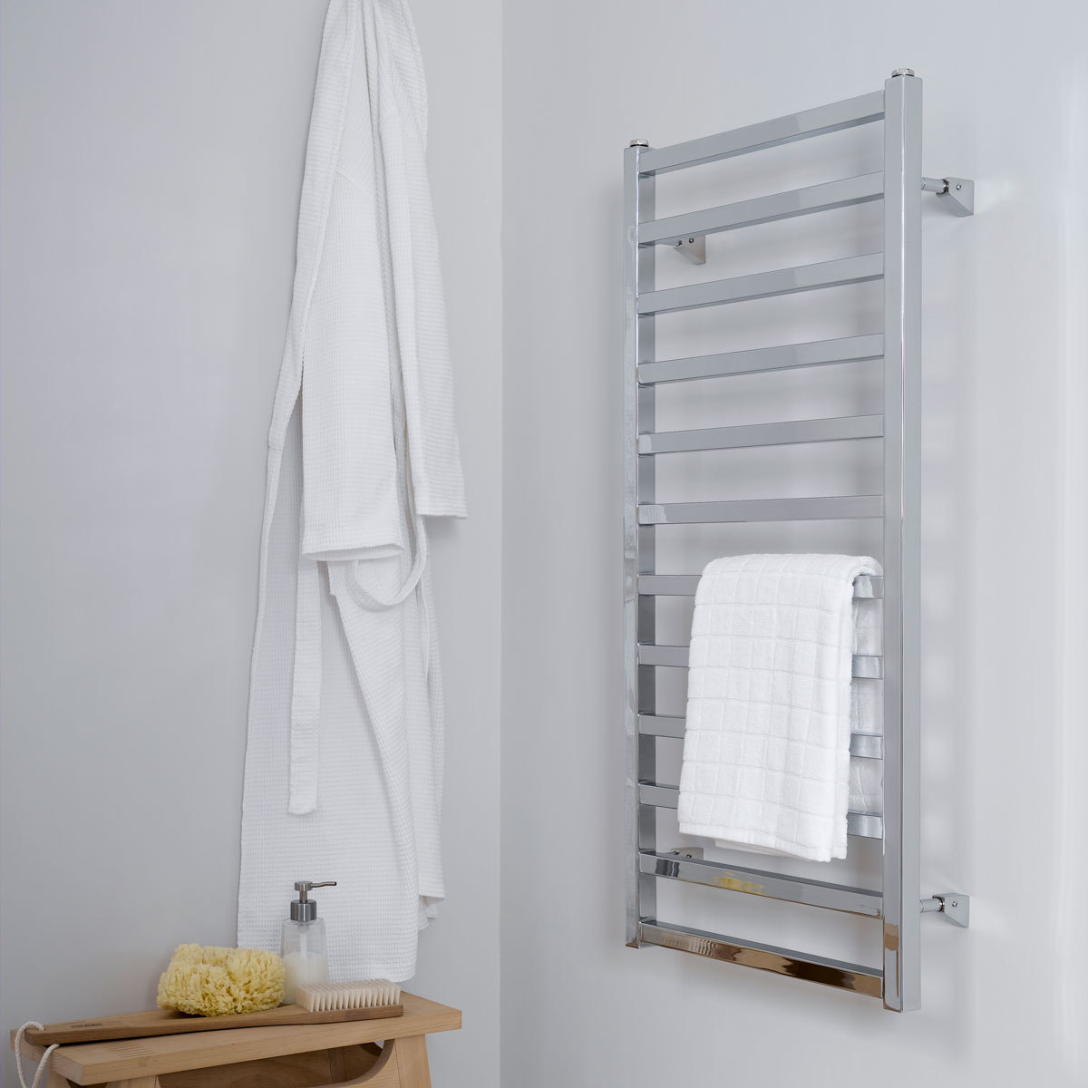 Lifestyle image of radiator in bathroom setting