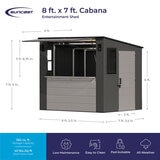 Suncast 8ft 3" x 7ft 4" (2.5 x 2.2m) Cabana Entertainment Shed