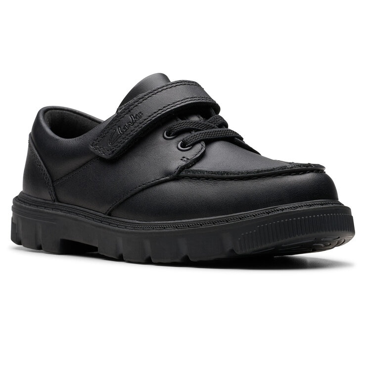 Clarks Kids Lorcam Edge Black Leather Shoes Clarks Kids Lorcam Edge Black Leather Shoes