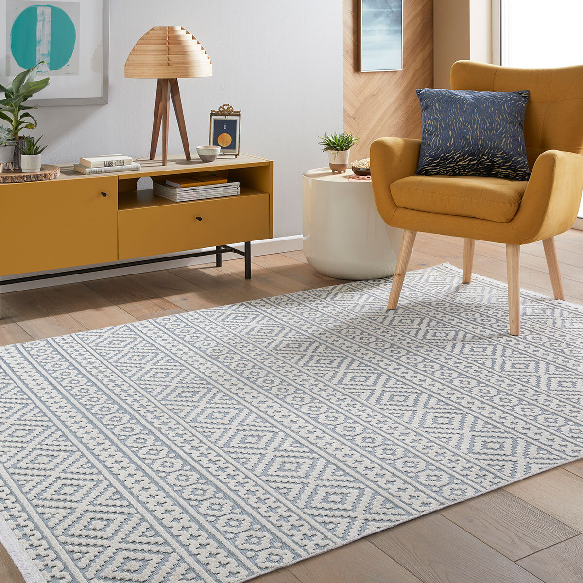 Concept Looms Jazz Deco Indoor / Outdoor Rug in Blue, 220 x 160 cm