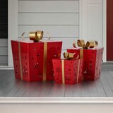 Metal Gift Boxes with LED Lights - Set of 3