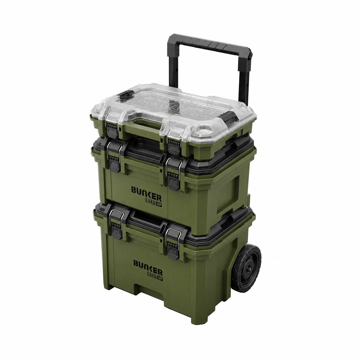 BUNKER 3 Piece Load-Up Wheeled Stacking Tool Storage System BUNKER 3 Piece Load-Up Wheeled Stacking Tool Storage System