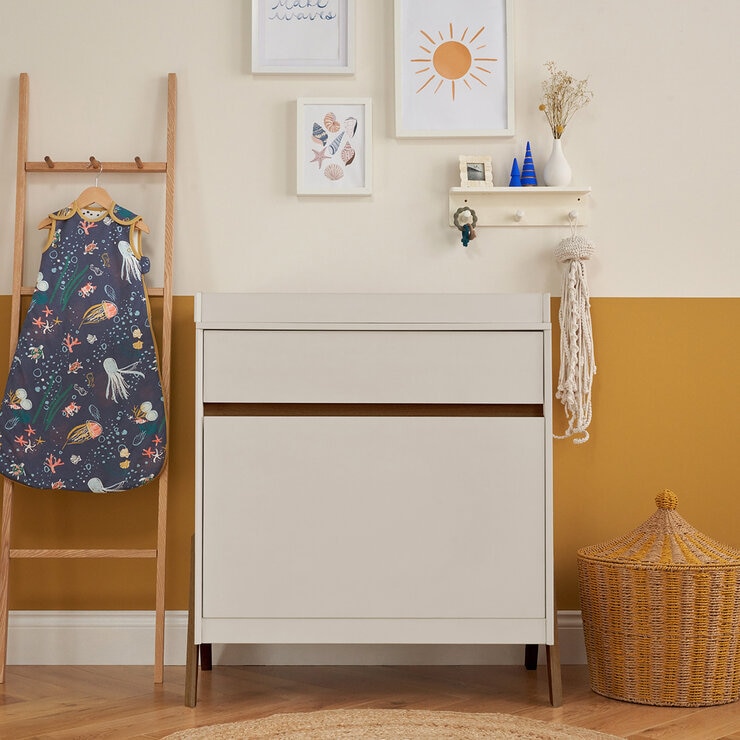 Tutti Bambini Fuori 4 Piece Nursery Set, Sand & Walnut Finish Tutti Bambini Fuori 4 Piece Nursery Set, Sand & Walnut Finish