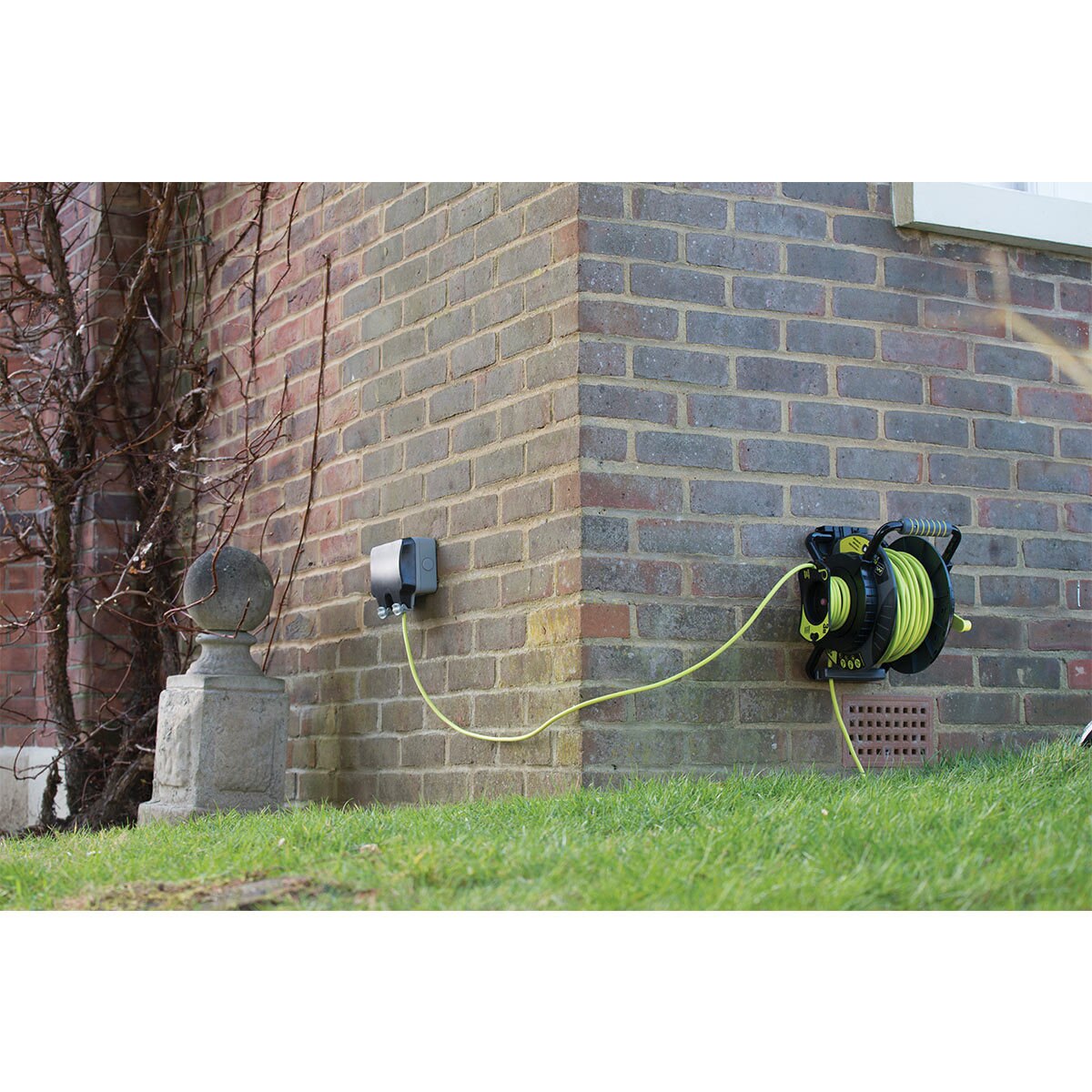 Masterplug 4 Gang 30m + 3m IP54 Rated Reverse Reel with Pull Out Socket