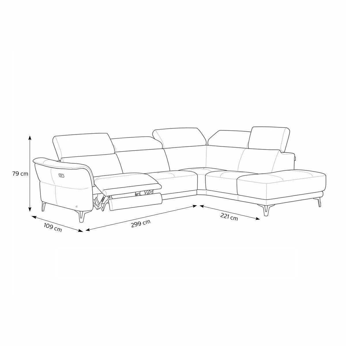 Charleston Fango - right hand facing line drawing
