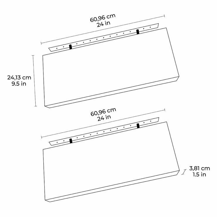 Acacia Floating Wood Shelf, 2 Pack Acacia Floating Wood Shelf, 2 Pack