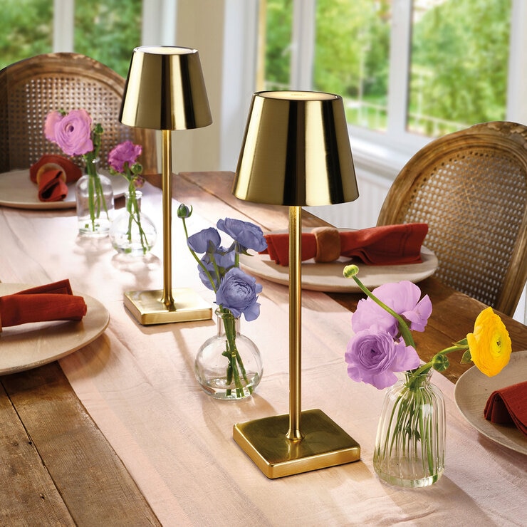 Mikasa Rechargeable Lamps in Gold Mikasa Rechargeable Lamps in Gold