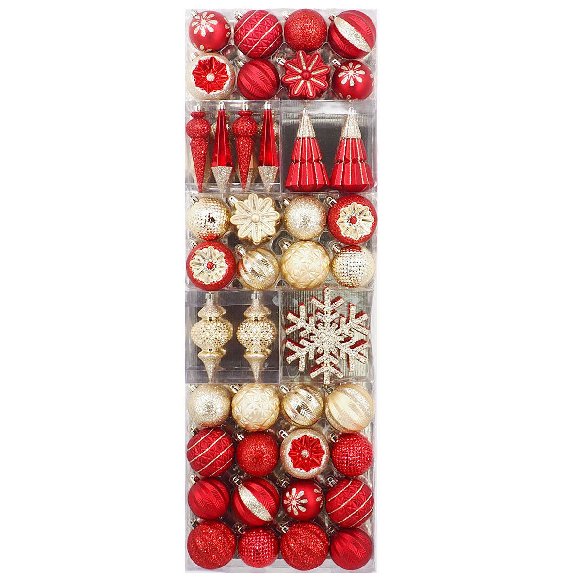 Shatter Resistant 52 Piece Ornament Set in Red and Gold
