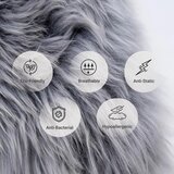Naturally Sheepskins Long Wool Quad Rug, 180 x 110 cm in Silver Grey