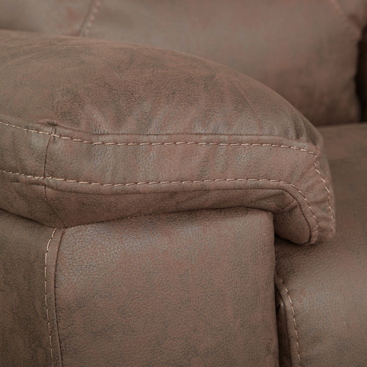 Close up detail image of Kuka Brown Fabric Reclining 3 Seater Sofa