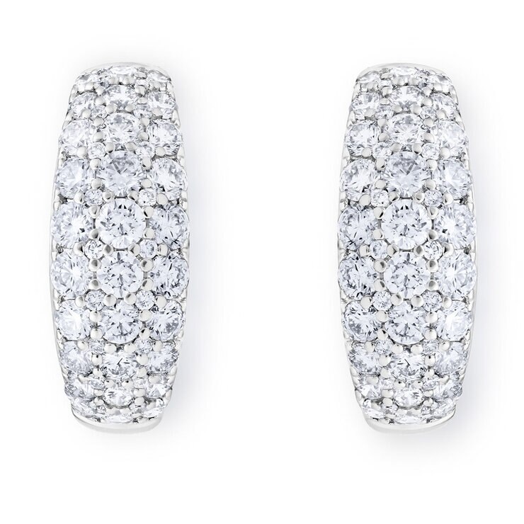 1.30ctw Round Brilliant Cut Diamond Hoop Earrings, 18ct White Gold 1.30ctw Round Brilliant Cut Diamond Hoop Earrings, 18ct White Gold