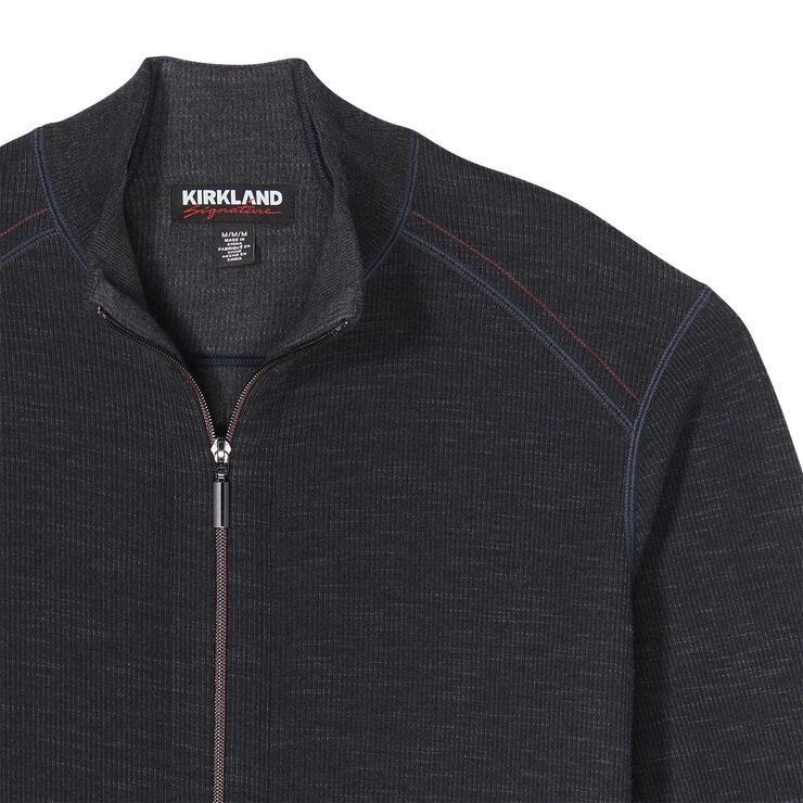 Kirkland Signature Men's Full Zip Sweater in Charcoal Costco UK