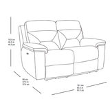 Line drawing of Kuka Grey Fabric Reclining 2 Seater Sofa