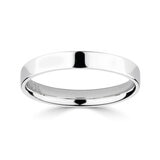 3.0mm Basic Light Court Wedding band. 18ct White Gold