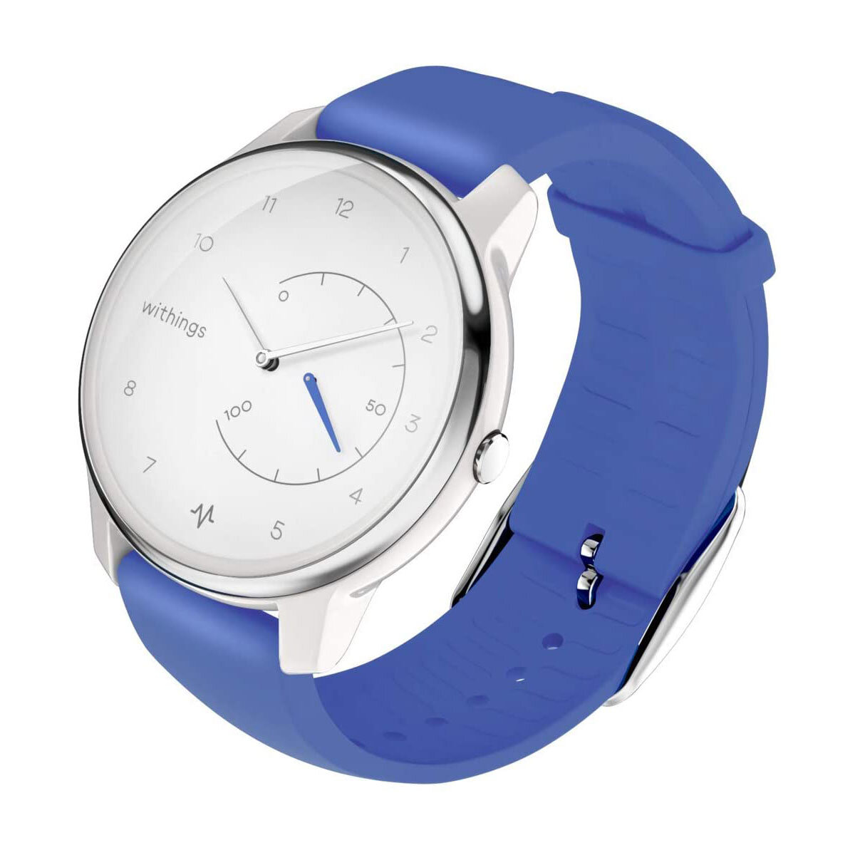 Tilted image of Withings Move ECG Smartwatch in Blue
