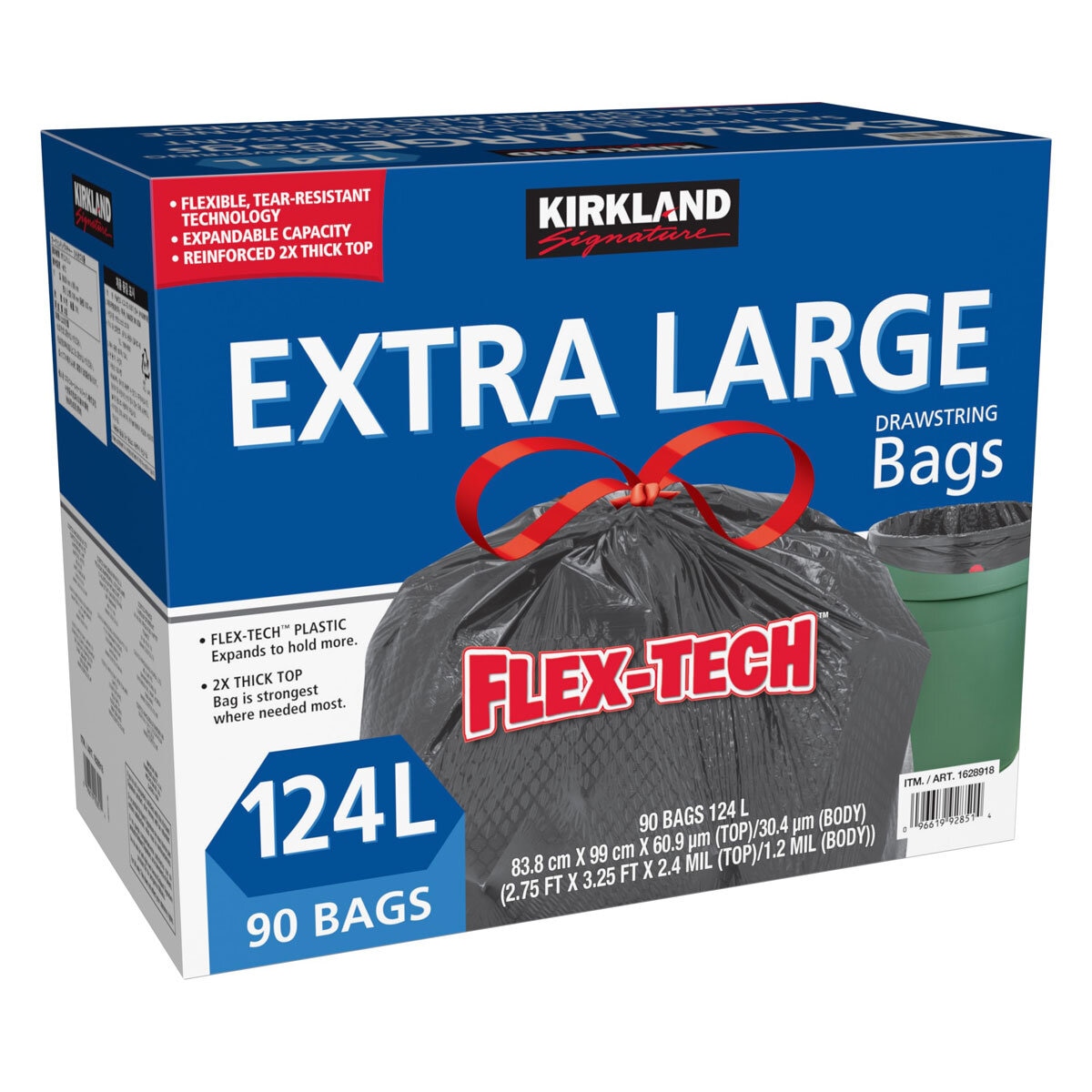 Kirkland Signature Flex-Tech 33-Gallon Trash Bag, 90-count