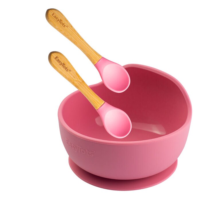 EasyTots Suction Bowl with Bamboo Spoons in 5 Colours EasyTots Suction Bowl with Bamboo Spoons in 5 Colours
