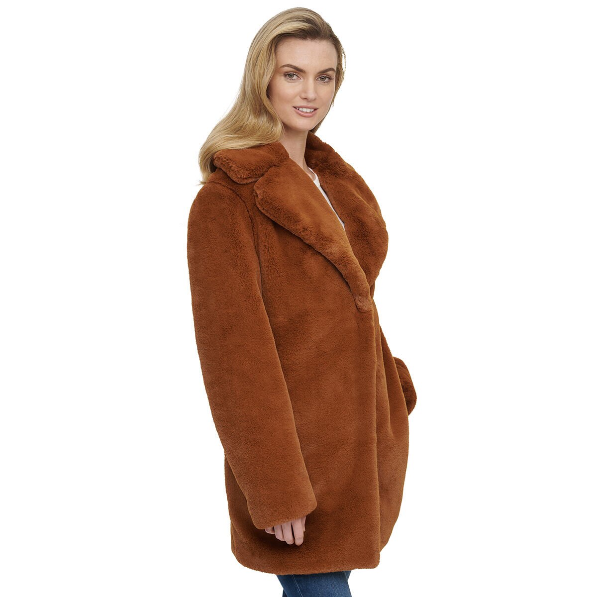 Andrew Marc Women's Faux Fur Shawl Collar Coat in 2 Colours and 4 Sizes