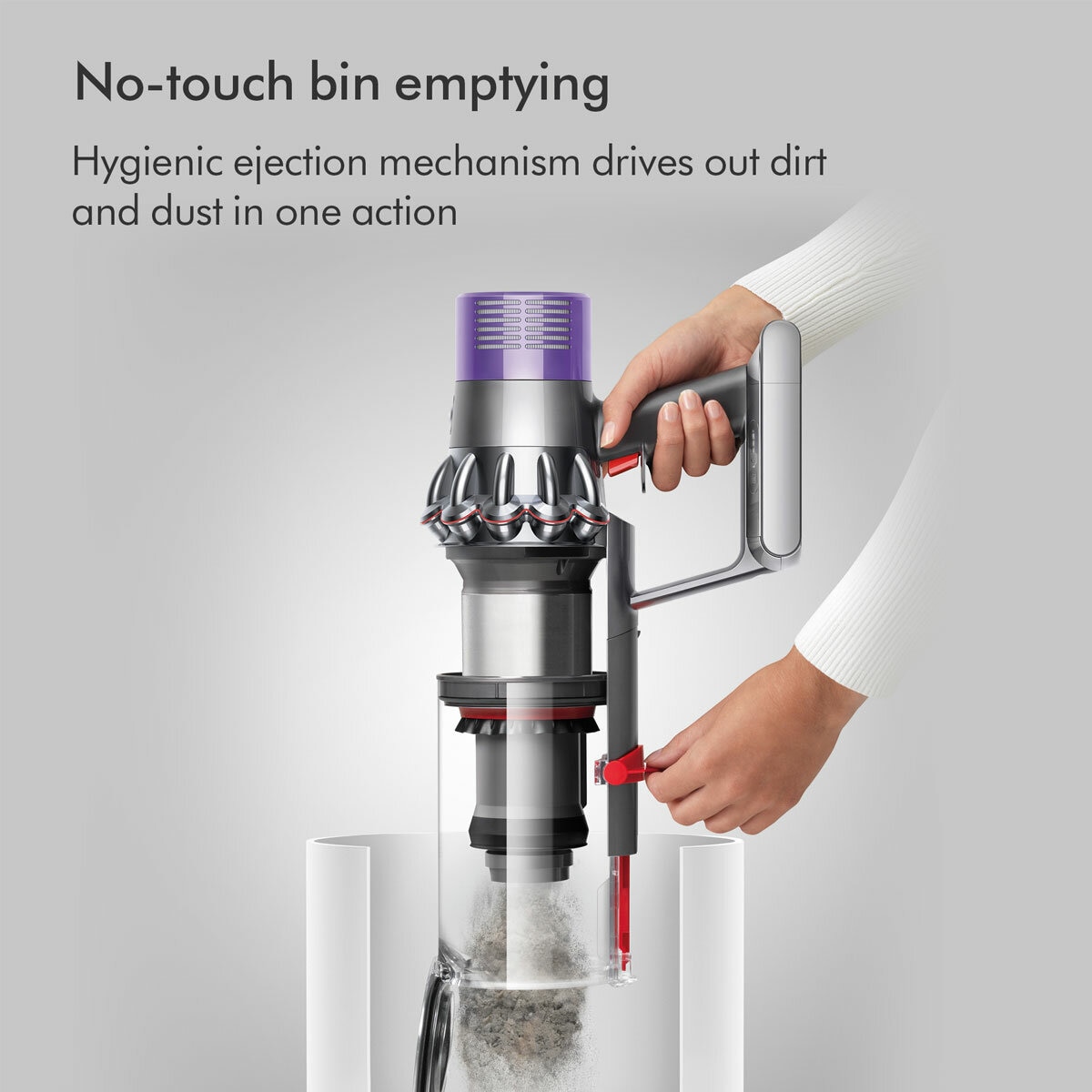 Lifestyle image of Dyson Cyclone V10 Submarine with no touch bin emptying