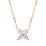0.50ctw Round Brilliant Cut Diamond Flower Necklace, 14k Rose Gold