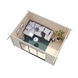 Palmako Lea 44mm Wooden Log Cabin in Dark Grey 14ft 7" x 10ft 8" (4.5m x 3.3m)