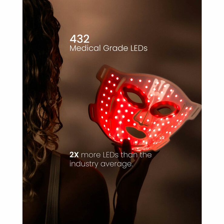 Lifestyle image of Renpho Artimis Blush Light Mask with 432 high density medical grade LEDs
