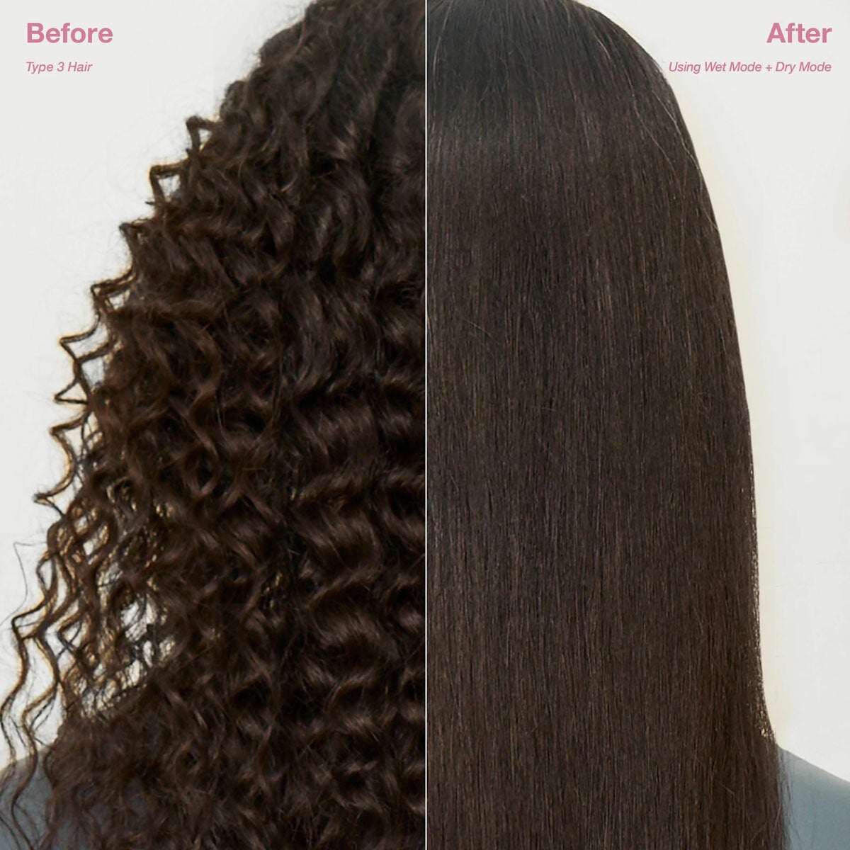 Before and after image of model's hair Before and after image of model's hair