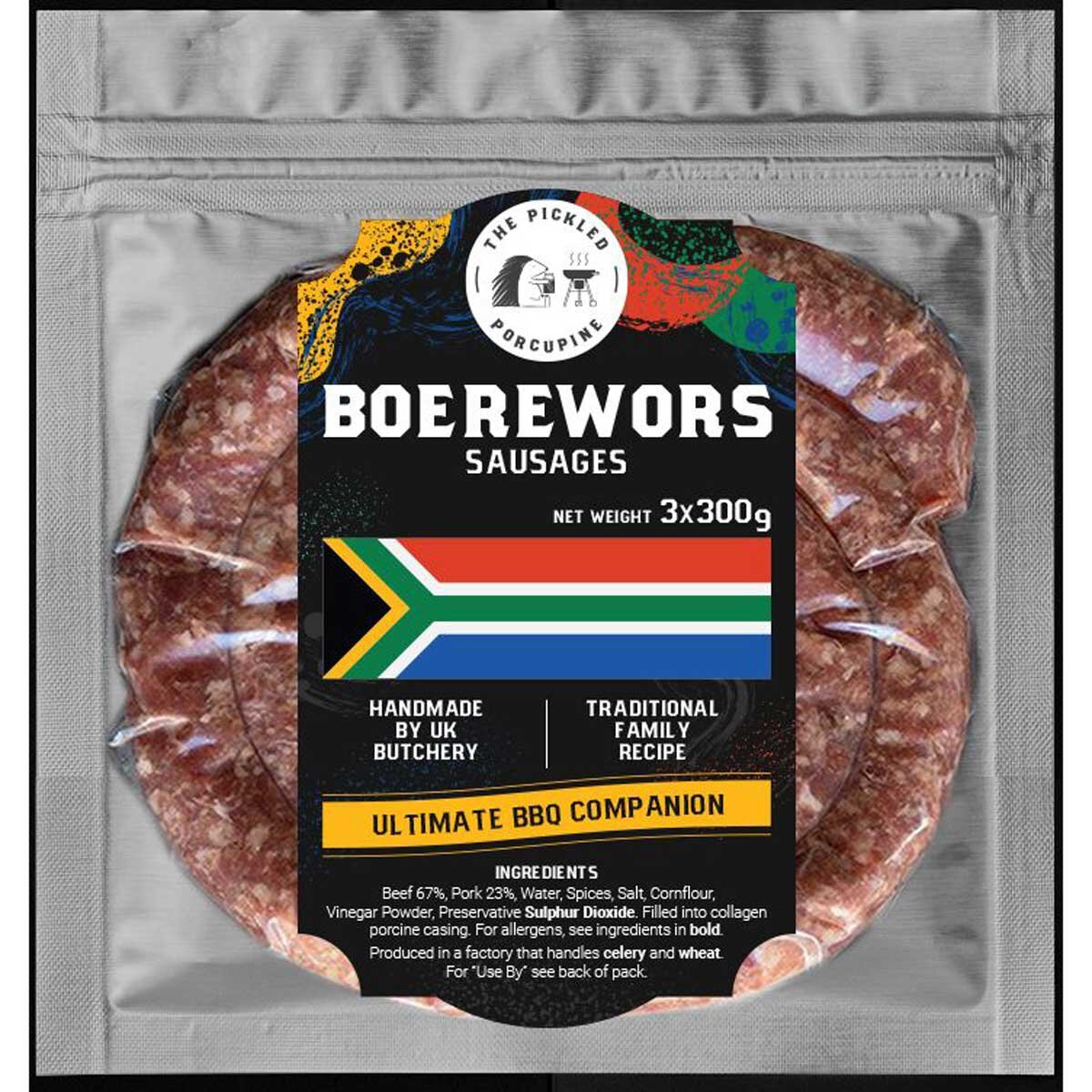 The Pickled Porcupine Boerewors Sausages, 3 x 300g