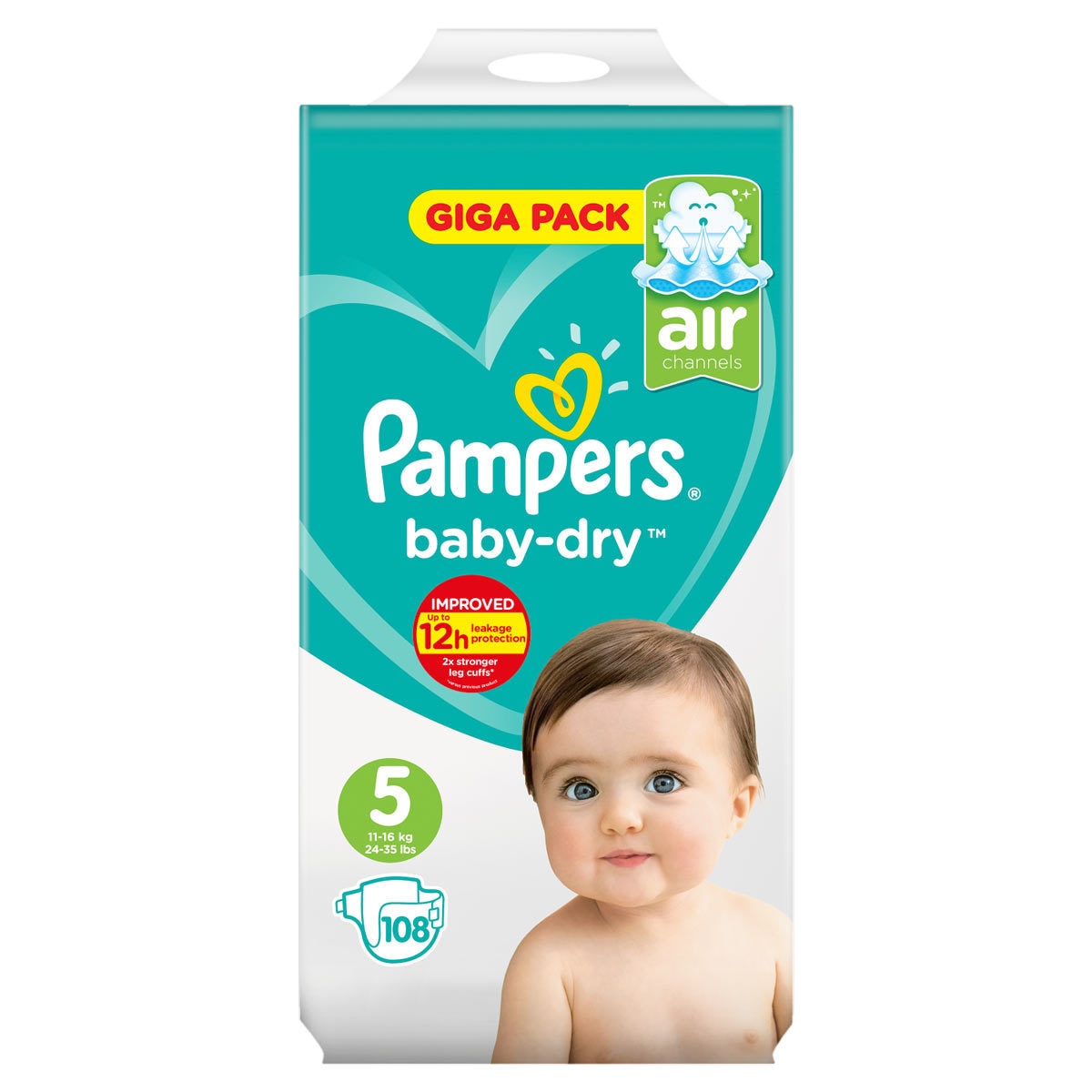 Pampers BabyDry Nappies Size 5, 54 x 108 Giga Packs Costco UK