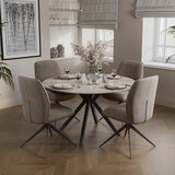 Indus Valley Cavella Ceramic Extending Dining Table + 4 Beige Chairs