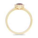 Pear Cut Garnet & 0.09ctw Diamond Ring, 18ct Yellow Gold
