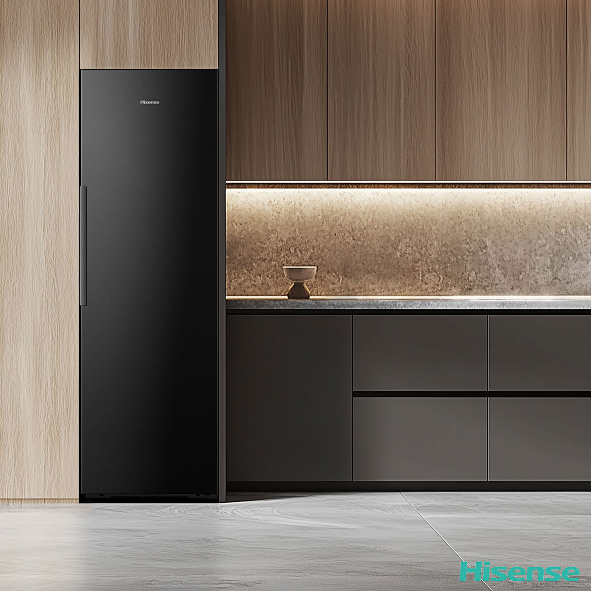 Hisense RL5K370GSFC KitchenFit Upright Fridge, C Rated in Black Steel
