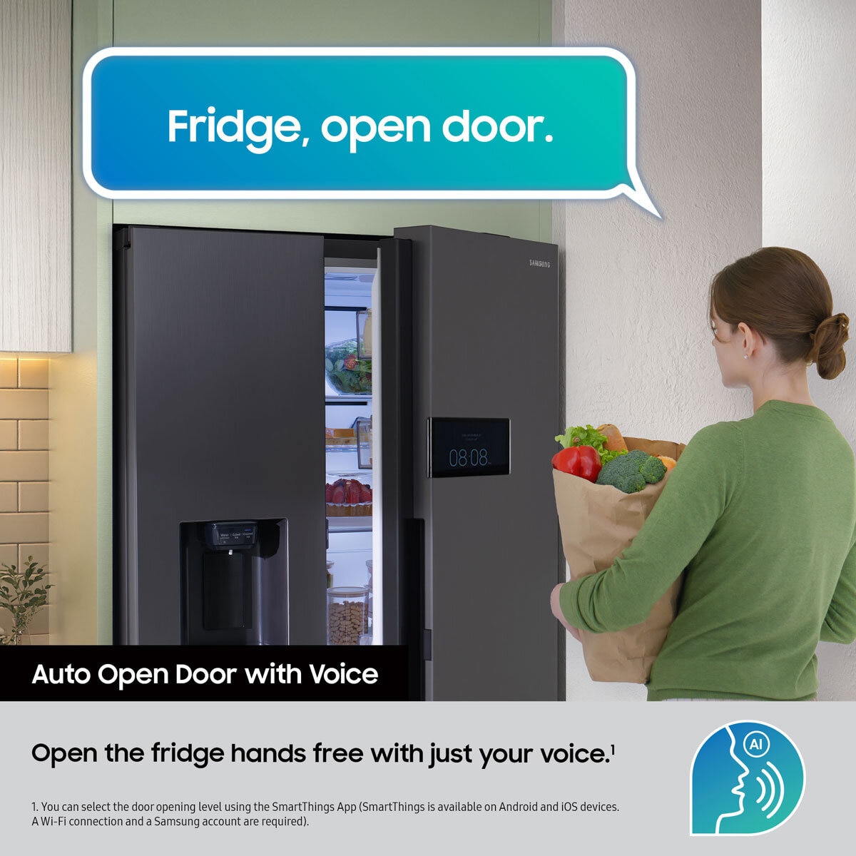 Samsung Series 9, RS90F64EETEU Side by Side Fridge Freezer, E Rated in Silver