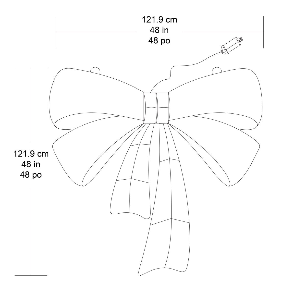 48 Inch (1.2m) Glitter String Red Bow with LED Lights 48 Inch (1.2m) Glitter String Red Bow with LED Lights