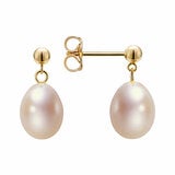 6.5-7mm Cultured Freshwater Pink Pearl Earring & Necklace Set, 14ct Yellow Gold 6.5-7mm Cultured Freshwater Pink Pearl Earring & Necklace Set, 14ct Yellow Gold