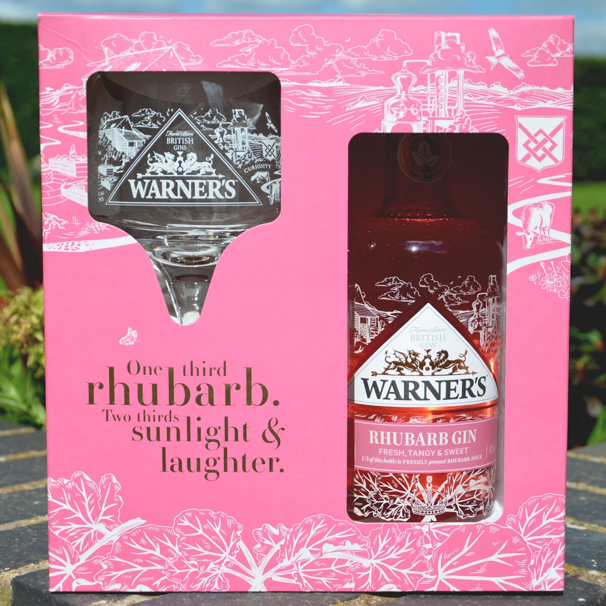Lifestyle image of gift pack in garden setting