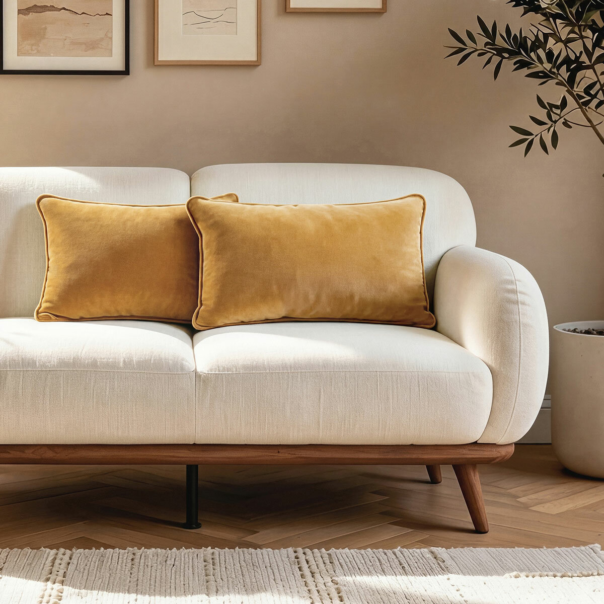 Sutton Place Collection Gold Velvet Cushion 2 Pack, 35 x 55 cm