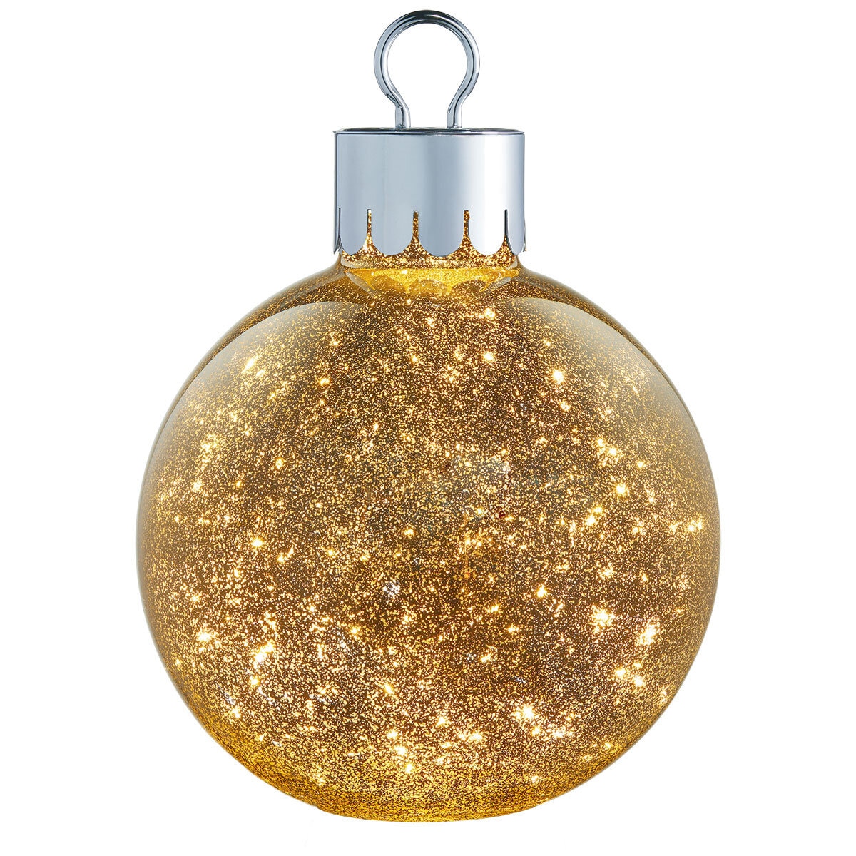 15.7 Inches (1.3ft) Glass Oversized Ornament with 60 LED Lights in Gold