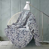 Monte & Jardin Printed Velvet Throw in Blue Floral, 152 x 177 cm