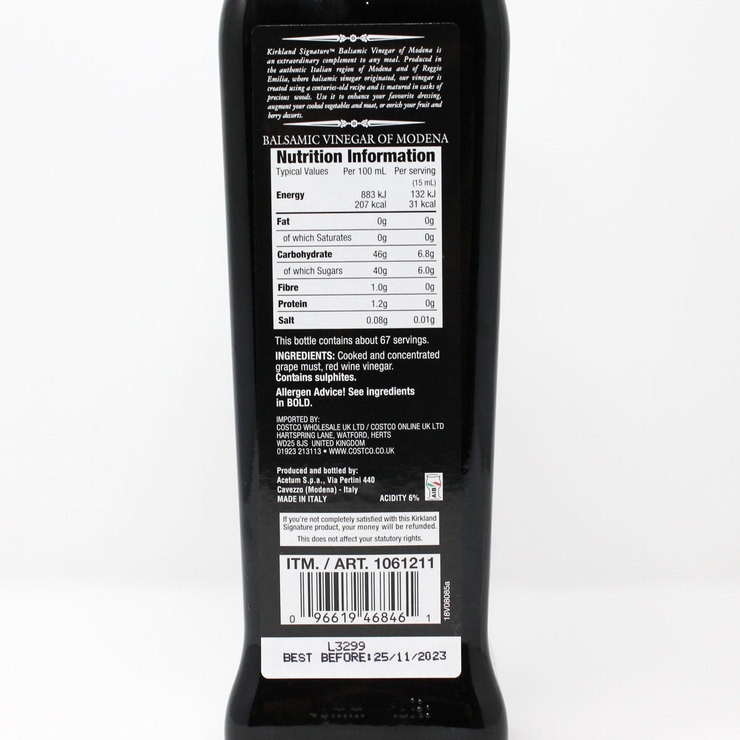 Kirkland Signature 4 Leaf Balsamic Vinegar of Modena, 1L Costco UK