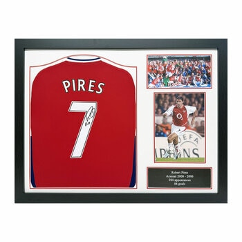 Robert Pires Signed Framed Arsenal Football Shirt