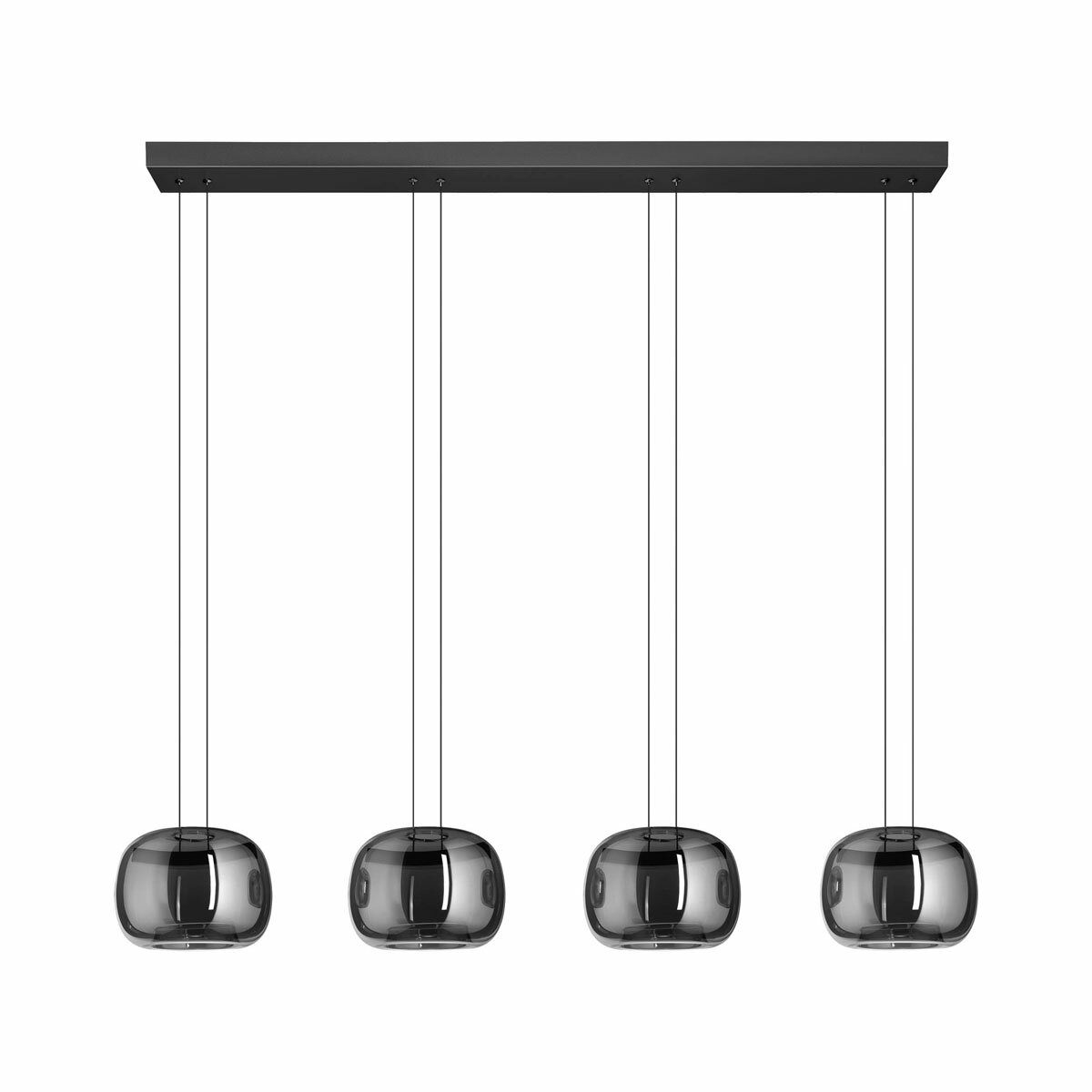 EGLO Hortunas Linear Pendant Refined Smoked Black Glass 4-Light Pendant