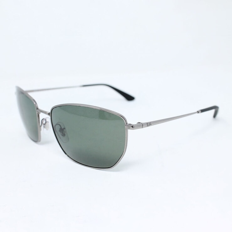 RayBan Gunmetal Metal Sunglasses with Green Polarised Lenses, RB3653