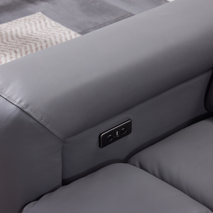 Dallas Grey Leather Power Recliner Armchair